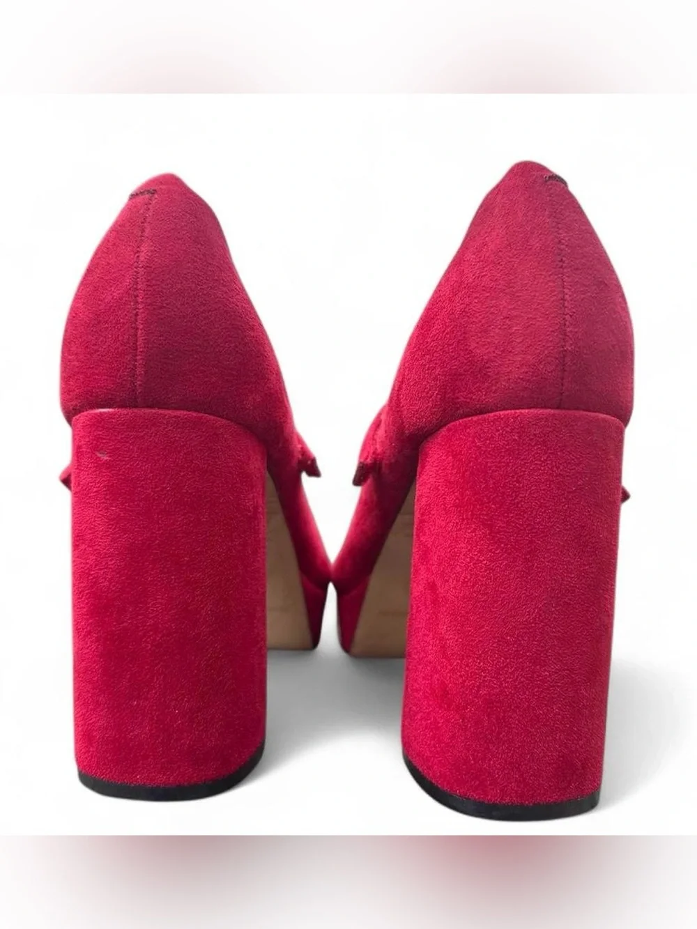 Marc Fisher Red Suede Platform Block Heel Mary Janes - Size 9.5M